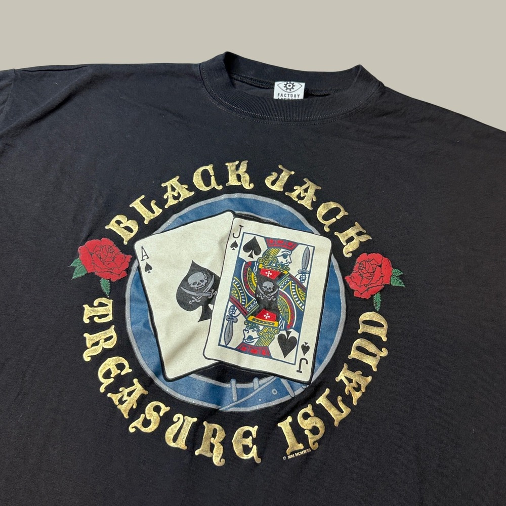 Vintage Factory Artwear T-Shirt Mens XL Black Jack Treasure Island Black Graphic